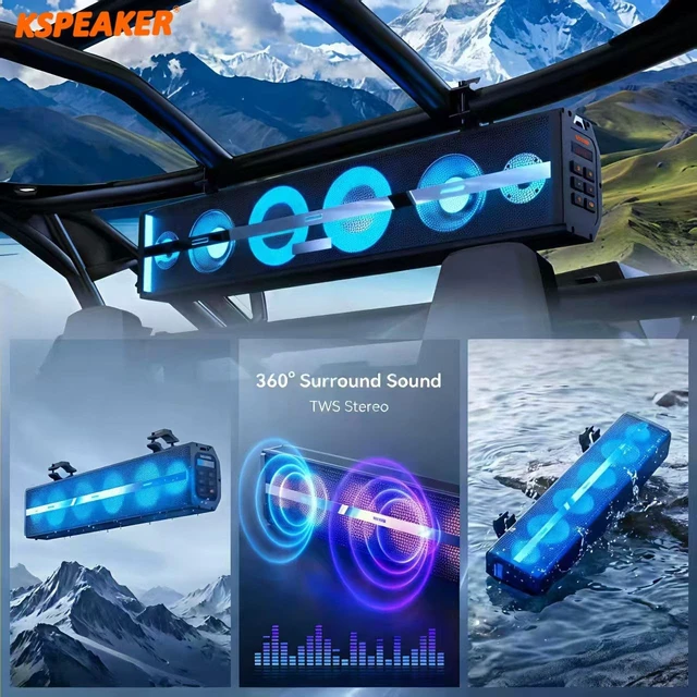 Alt view image 5 of 5 - UTV Speakers ATV Speaker ATV Sound Bar UTV Sound Bar Golf Cart SoundBar Sxs RZR Boat Speaker Polaris Can Am Fourwheeler Marine