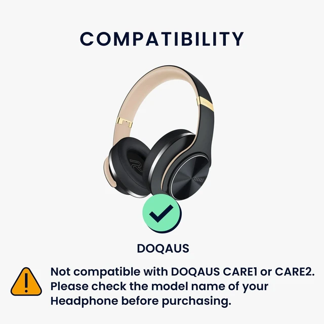 Alt view image 2 of 5 - kwmobile Ear Pads Compatible with DOQAUS Earpads - 2X Replacement for Headphones - Black