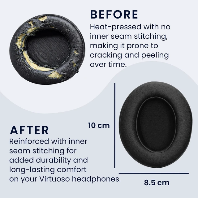 Alt view image 4 of 5 - kwmobile Ear Pads Compatible with DOQAUS Earpads - 2X Replacement for Headphones - Black