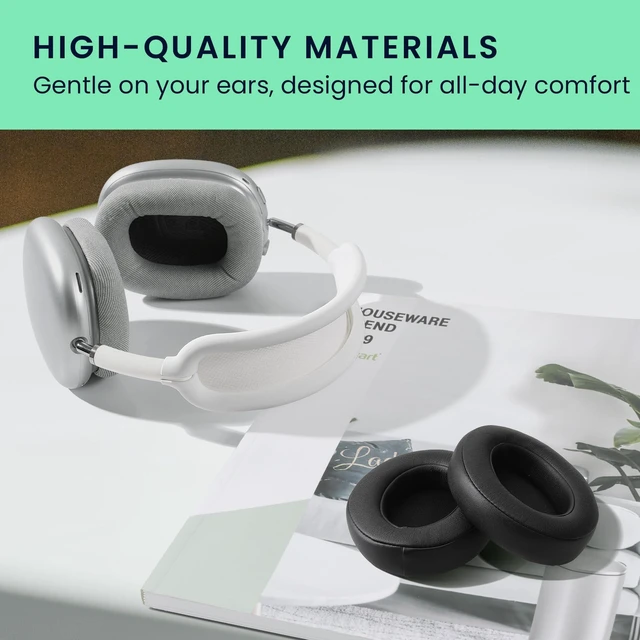Alt view image 5 of 5 - kwmobile Ear Pads Compatible with DOQAUS Earpads - 2X Replacement for Headphones - Black