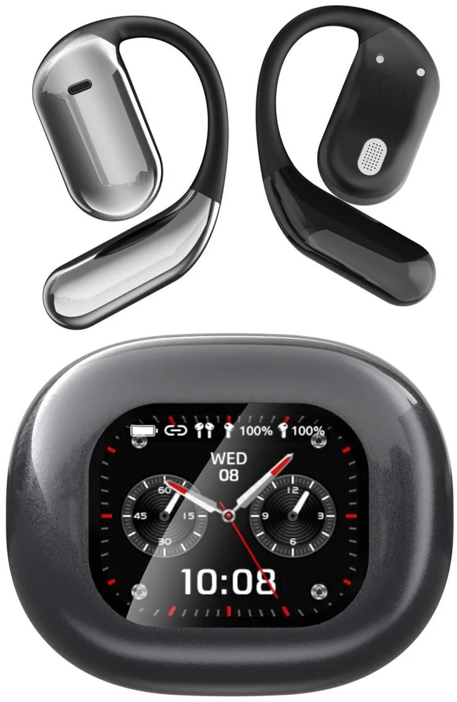 Main image of QYNIQIAN Open-Ear Wireless Earbuds Bluetooth 5.4 Headphones with Intelligent Touch Screen & Earhook, 40Hrs Playback Sport Ear Buds Earphones,Ultra-Comfort Design,Compatible with iPhone & Androi