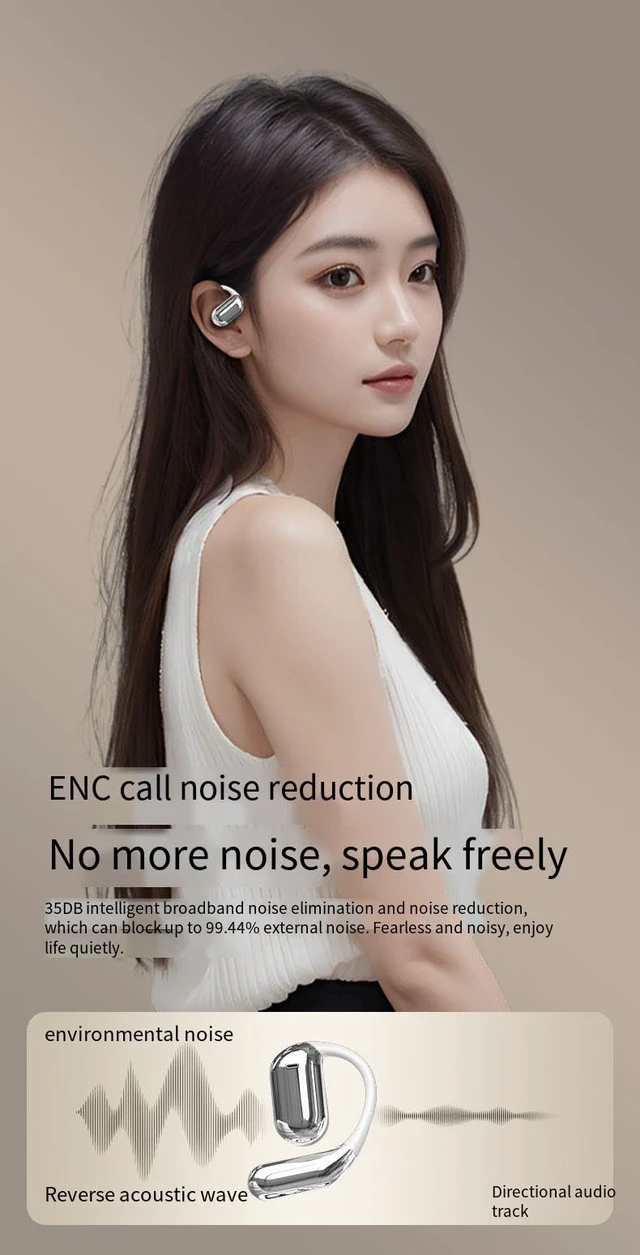 Alt view image 3 of 5 - QYNIQIAN Open-Ear Wireless Earbuds Bluetooth 5.4 Headphones with Intelligent Touch Screen & Earhook, 40Hrs Playback Sport Ear Buds Earphones,Ultra-Comfort Design,Compatible with iPhone & Androi