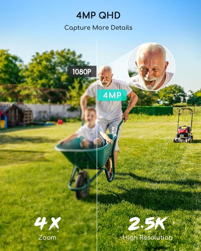 Alt view image 2 of 5 - COOAU 4MP Cameras for Home Security Outdoor, 5GHz & 2.4GHz Solar Security Camera Wireless Outdoor, 360 Pan & Tilt,Color Night Vision, Motion Detection, Siren Alarm, IP66 Waterpoof, Two-Way Audi