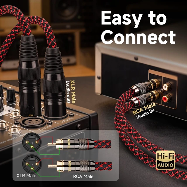 Alt view image 4 of 5 - TODN HiFi XLR to RCA Audio Cable Audiophile with 4-Core OFC, 3ft/1m