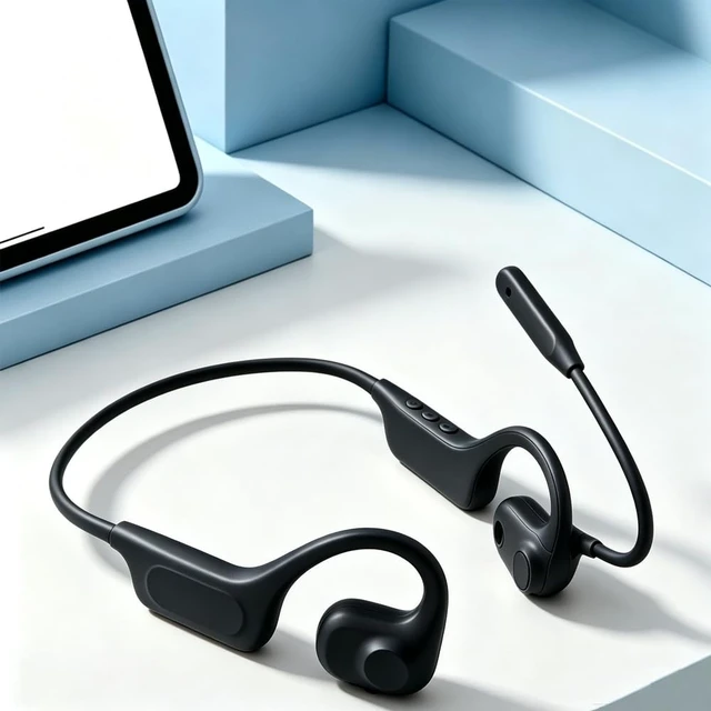 Alt view image 2 of 5 - AYI Open Ear Wireless Earbuds with Mic, Hi-Fi Stereo Sound, LED Power Display, 48H Playtime, Multipoint Pairing & Voice Assistant, Ultra-Low Latency for Workout and Gaming, Black.