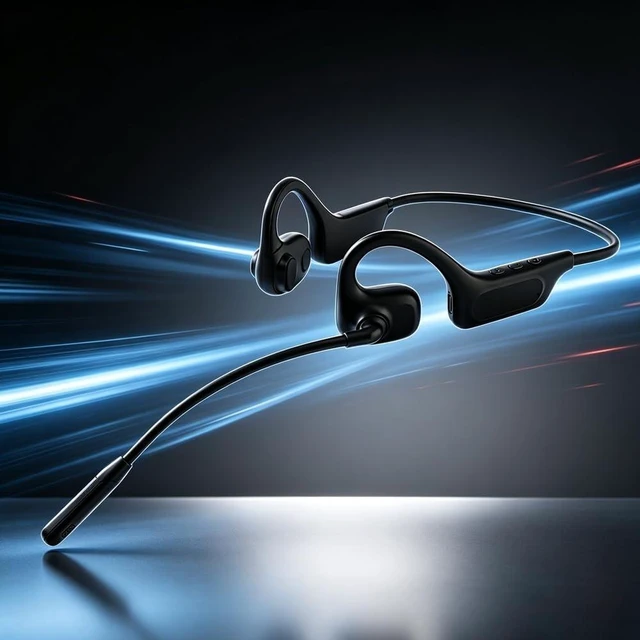 Alt view image 4 of 5 - AYI Open Ear Wireless Earbuds with Mic, Hi-Fi Stereo Sound, LED Power Display, 48H Playtime, Multipoint Pairing & Voice Assistant, Ultra-Low Latency for Workout and Gaming, Black.
