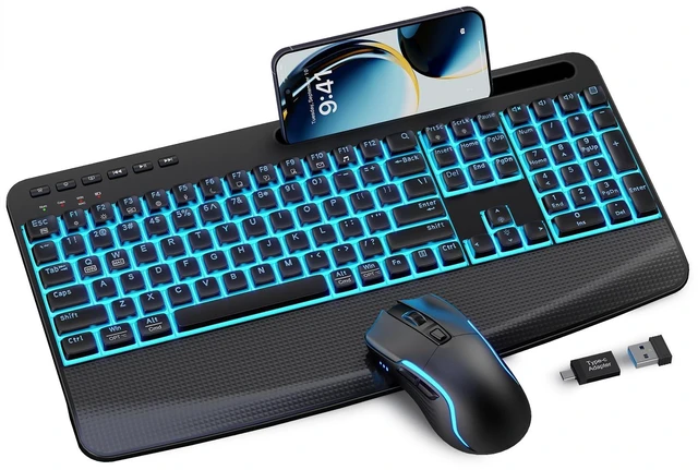 Main image of SABLUTE Wireless Backlit Keyboard and Mouse Combo, Rechargeable Quiet