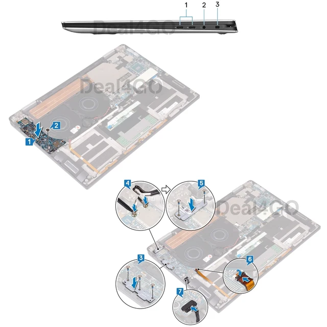 Alt view image 3 of 5 - Deal4GO USB-C Ports Audio Jack Power Button IO Board YH2H0 43HNW Replacement for Dell XPS 15 9575 Precision 5530 2-in-1