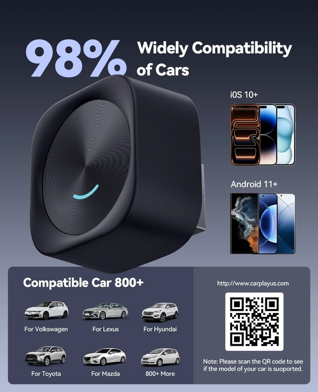 Alt view image 5 of 5 - Wireless CarPlay & Android Auto Adapter, Convert Wired to Wireless