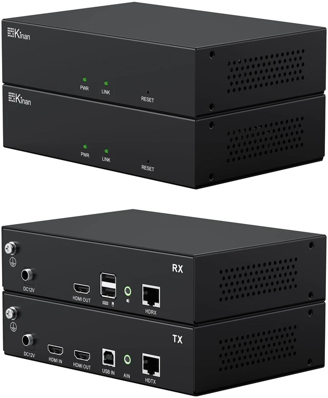 Main image of HDMI KVM Extender Over Single Cat5e/6/6a up to 150M(492ft), 1080P@60Hz, Plug & Play, Keyboard & Mouse Over Network,Visually Zero Latency, HDMI Local Loop-Out, SECC Steel Case, TX+RX