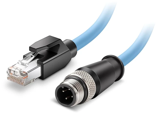 Main image of Eonvic Industrial M12 4 Pin Male D Code to RJ45 High Flex Cat6 Shielded Waterproof Ethernet High-Speed Data Transfer Cable POE PROFINET/EtherNet 30CM