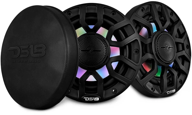 Main image of DS18 NXL-IQ6/BK 6.5" 2-Way Coaxial Marine Speaker with Digital Led Lights and Bullet Tweeter 150 Watts 4-Ohm, Water Resistant IP65, Pair
