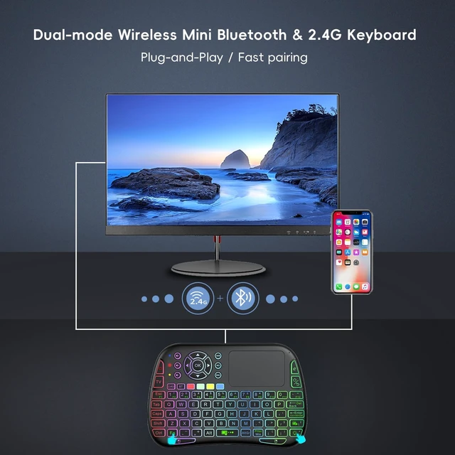 Alt view image 2 of 5 - iPazzPort Mini Wireless Keyboard Mouse Combo, Bluetooth & 2.4G Dual Mode