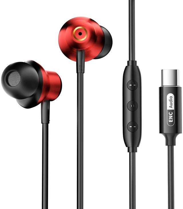 Main image of BYZMODLX Wired Earbuds with ENC Noise Canceling Mic, Deep Bass Stereo Wired Earphones, Plug in USB C/Type C Headphones Compatible with iPhone 17/16/15, Samsung, Android, Gaming, Laptop, Clear Ca