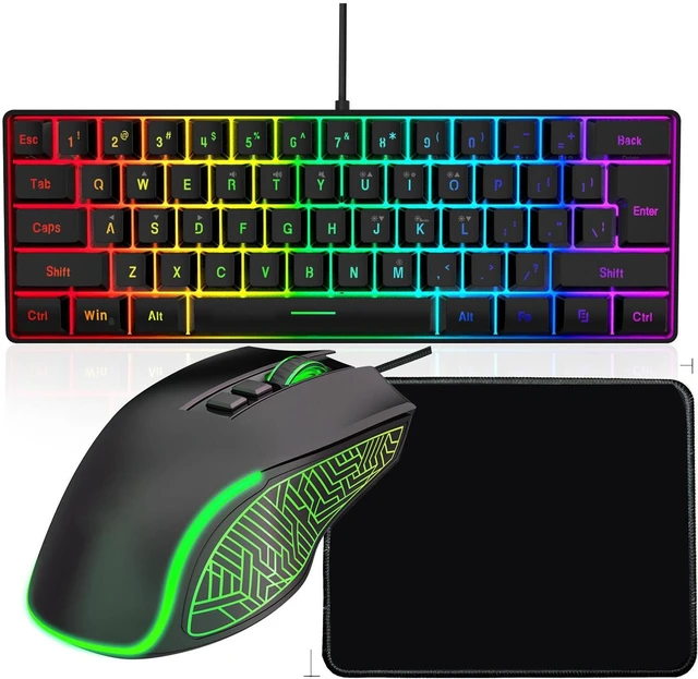 Main image of EBTOOLS RGB Gaming Keyboard and Mouse Combo, Ergonomic Mechanical Keyboard with Customizable Backlighting, High Accuracy Optical, Includes Mouse Pad, for Gaming and Work (Black Set)