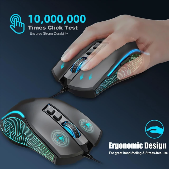 Alt view image 5 of 5 - EBTOOLS RGB Gaming Keyboard and Mouse Combo, Ergonomic Mechanical Keyboard with Customizable Backlighting, High Accuracy Optical, Includes Mouse Pad, for Gaming and Work (Black Set)
