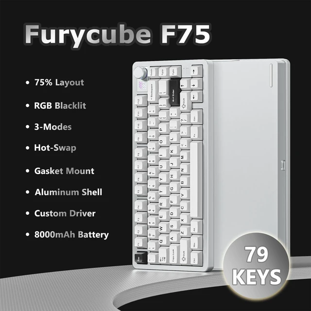 Alt view image 4 of 5 - SUEHIODHY FURYCUBE F75 Mechanical Keyboard, 75% Aluminum Keyboard VIA-programmable Custom Hot Swappable,Gasket Structure,RGB Backlit Gaming Keyboard for PC/Tablet/PS