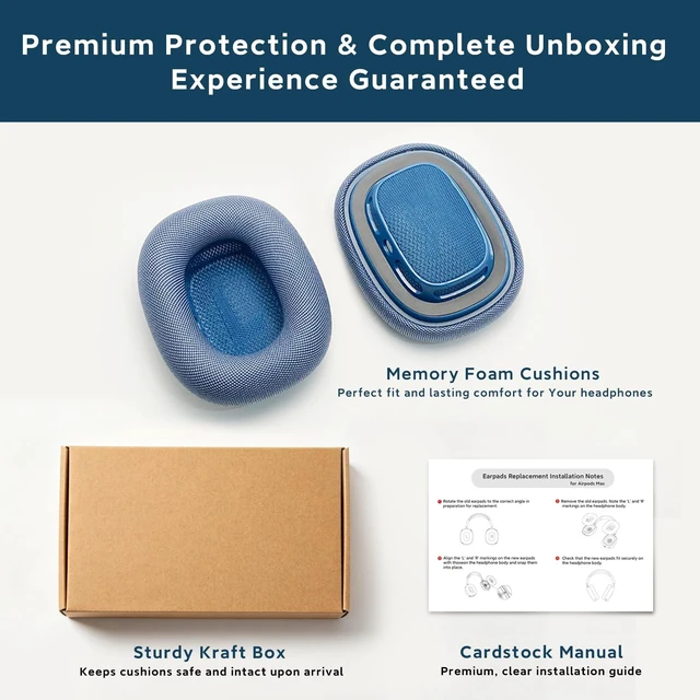 Alt view image 2 of 5 - Floranson Ear Cushions for Apple AirPods Max 2 and AirPods Max, Sky Blue