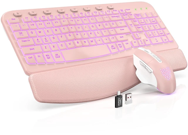 Main image of SABLUTE Wireless Keyboard and Mouse Combo, Ergonomic Wave with Wrist Rest