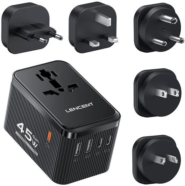 Main image of LENCENT 45W Universal Travel Adapter Kit, Worldwide Adapter Type D/G/C/I/A