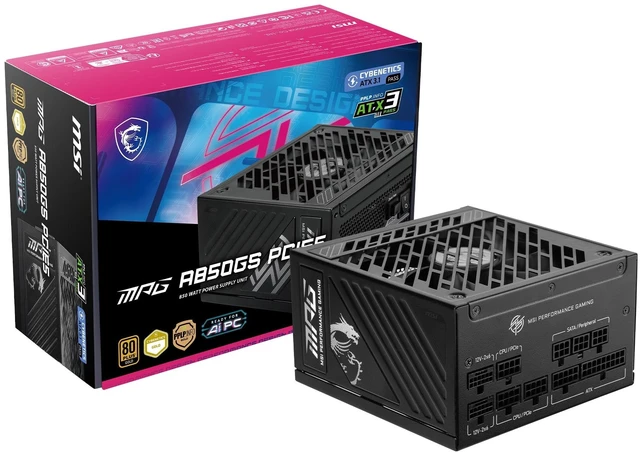 Main image of MSI MPG A850GS PCIE5, Fully Modular Gaming 850W Power Supply, 80+ Gold, Dual 12V-2x6 Cables, Server-Grade Capacitor, ATX 3.1 & PCIe 5.1 Ready, Low-Noise, Semi Digital, 10 Year Warranty