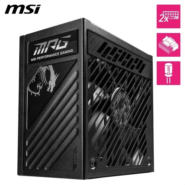 Alt view image 2 of 5 - MSI MPG A850GS PCIE5, Fully Modular Gaming 850W Power Supply, 80+ Gold, Dual 12V-2x6 Cables, Server-Grade Capacitor, ATX 3.1 & PCIe 5.1 Ready, Low-Noise, Semi Digital, 10 Year Warranty