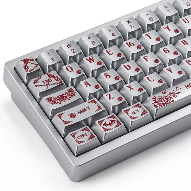 Main image of Hyekit Nocturne Rose Metal Finish PBT Keycaps 130 Keys Cherry Profile
