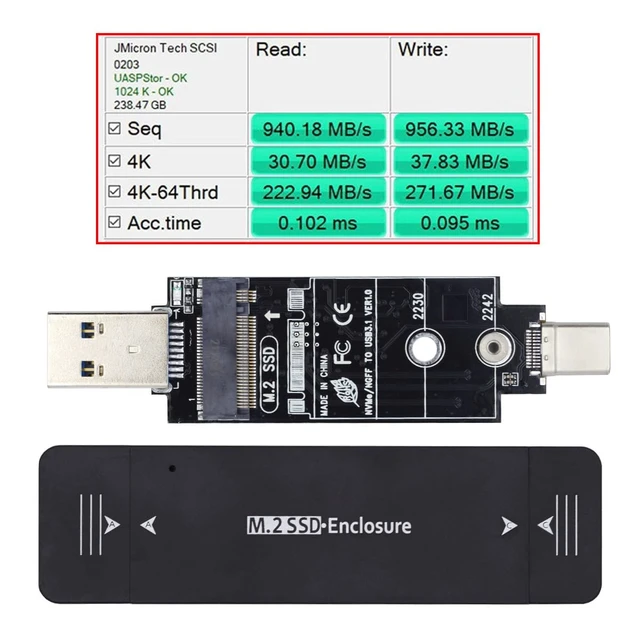 Alt view image 3 of 5 - CY NGFF 10Gbps Combo Type-C USB3.0 to M-Key NVMe M.2 NGFF SATA SSD PCBA Case 2242/2230mm Adapter RTL9210B Chipset