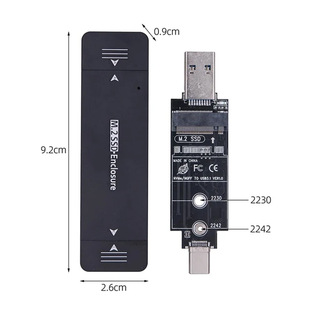Alt view image 4 of 5 - CY NGFF 10Gbps Combo Type-C USB3.0 to M-Key NVMe M.2 NGFF SATA SSD PCBA Case 2242/2230mm Adapter RTL9210B Chipset