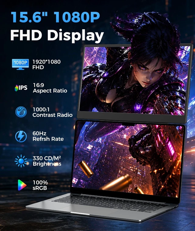 Alt view image 5 of 5 - 15.6 Laptop Screen Extender, 5 Modes & 360 Rotating Portable Monitor