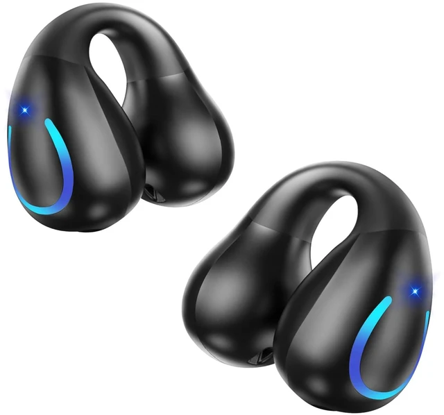 Main image of 2026 Open Ear Bone Conduction Headphones Bluetooth 5.4 Wireless Clip On Earbuds with Digital Display Charging Case 60Hours Playtime Sport Earphones Built-in Mic Waterproof for Running Fitness E