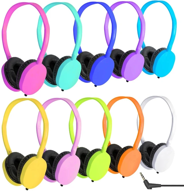 Main image of XOSDA Kids Headphones Bulk 10 Pack for School Classroom Student Children Toddler Boys Girls Teen and Adult, Computer Earphones Class Set of Headphones for Students (PU102,10 Mixed)