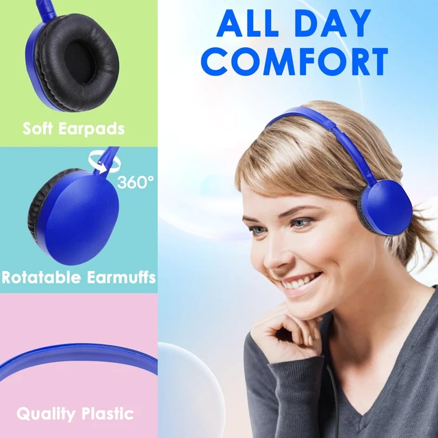 Alt view image 3 of 5 - XOSDA Kids Headphones Bulk 10 Pack for School Classroom Student Children Toddler Boys Girls Teen and Adult, Computer Earphones Class Set of Headphones for Students (PU102,10 Mixed)