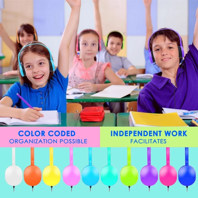 Alt view image 5 of 5 - XOSDA Kids Headphones Bulk 10 Pack for School Classroom Student Children Toddler Boys Girls Teen and Adult, Computer Earphones Class Set of Headphones for Students (PU102,10 Mixed)