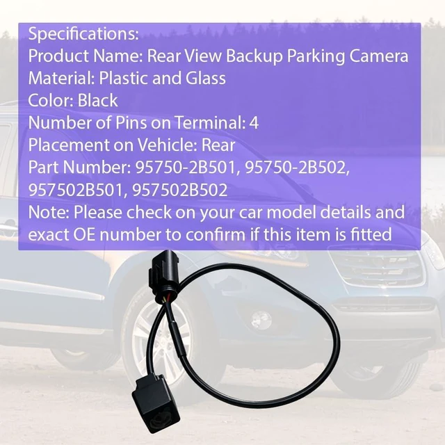 Alt view image 5 of 5 - KACEPAR Backup Camera Reverse Rear Park Assist Camera Replacement, 2010-2013 Compatible with Hyundai Santa Fe, OEM 95750-2B501