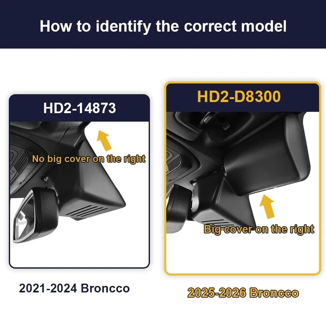 Alt view image 3 of 5 - Fitcamx 4K Dash Cam Suitable for Ford Bronco 2025-2026 & Bronco Rapor, HD2-D8300 (NOT for Bronco Sport), OEM Factory Look, 2160P UHD Video, WiFi & APP, Loop Recording, G-Sensor, Plug & Play, 64GB Card