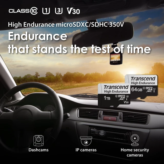 Alt view image 4 of 5 - Transcend 512GB USD350V High Endurance microSD Card, 100MB/s, U3, C10, V30