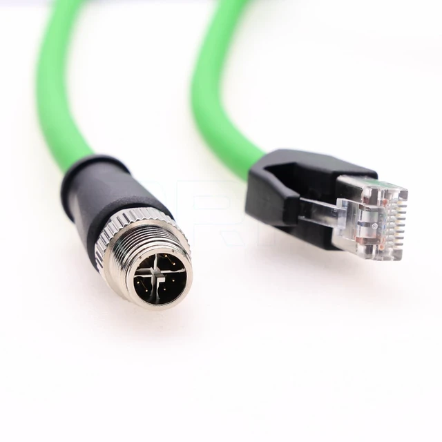 Alt view image 2 of 4 - DRRI M12 X-Coded 8Pin Male to RJ45 Ethernet Cat6 Network Cable for Cognex Vision Industrial Camera, Barcode Scanner Readers and Automation Sensor Applications, IP67 High Flex Durable Shielded Ca