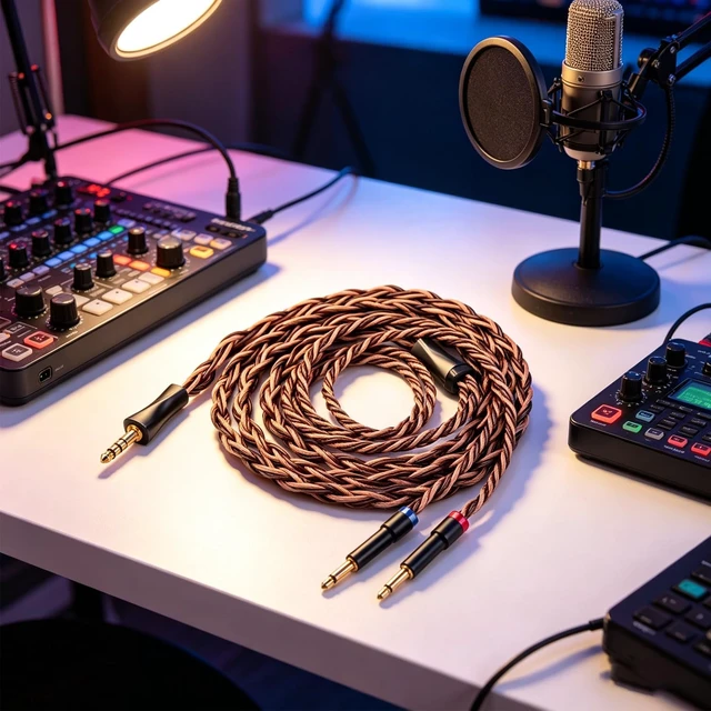 Alt view image 2 of 5 - FAAEAL Monitor Headphone Cable,8N OFC German Copper AUX Cord Compatible with Hifiman HE400SE HE-350 MEZE 105 AER 109 Pro Sony MDR Z1R Headset for Musicians Audiophiles 4.4mm