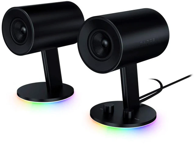 Main image of Razer Nommo Chroma: Custom Woven 3" Glass Fiber Drivers - Rear-Facing Bass Ports - Bass Knob w/Automatic Gain Control Chroma Enabled - Full Range 2.0 PC Gaming Speakers, Black