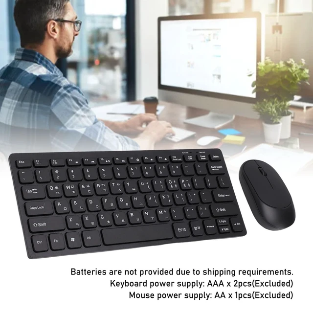 Alt view image 3 of 5 - Zopsc Korean 2.4G Wireless Keyboard and Mouse Combo, 78 Keys Slim Korean Keyboard Mouse Set for PC Laptop, USB Receiver Plug and Play, Black