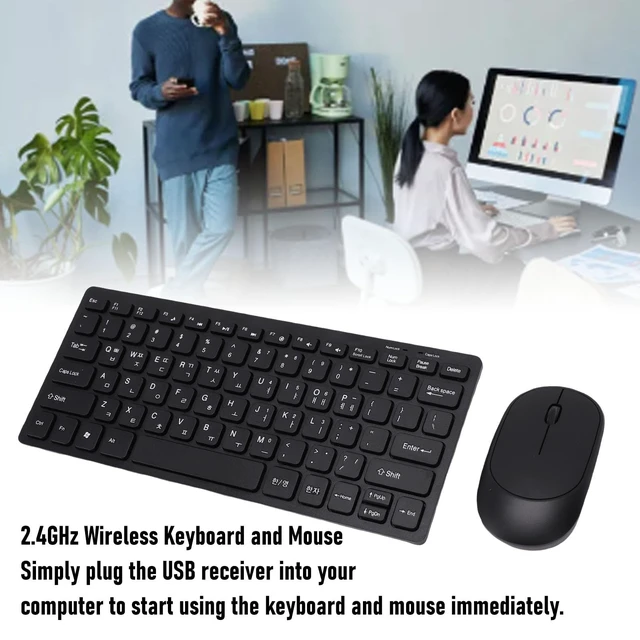 Alt view image 2 of 5 - Zopsc Korean 2.4G Wireless Keyboard and Mouse Combo, 78 Keys Slim Korean Keyboard Mouse Set for PC Laptop, USB Receiver Plug and Play, Black