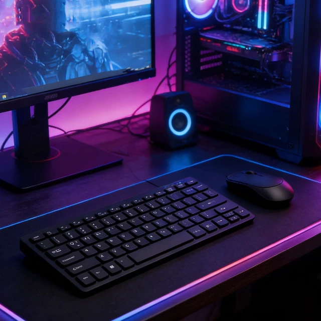 Alt view image 5 of 5 - Zopsc Korean 2.4G Wireless Keyboard and Mouse Combo, 78 Keys Slim Korean Keyboard Mouse Set for PC Laptop, USB Receiver Plug and Play, Black