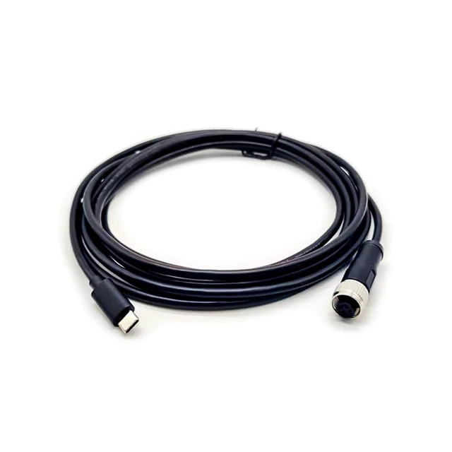 Main image of Elecbee M12 to USB 2.0 Type C Cable, M12 4 Pin A Code Female to USB Male Assembly AWG26 Adaptor 9.8ft Overmolded Solder Double Ended Cable