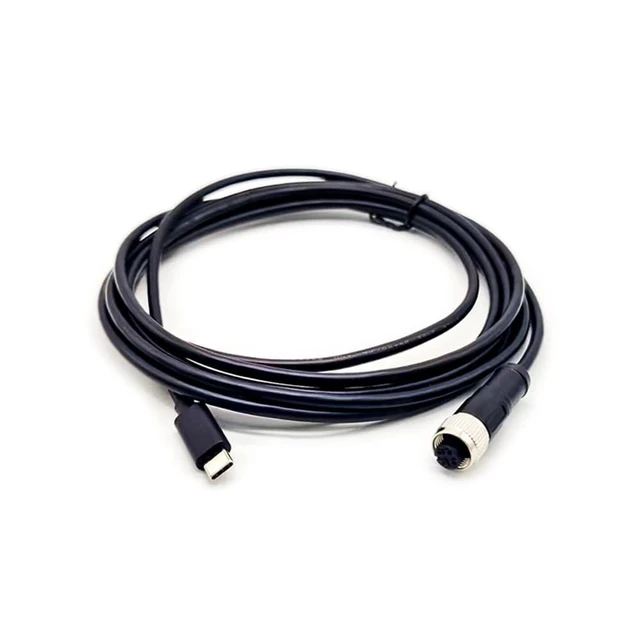 Alt view image 3 of 5 - Elecbee M12 to USB 2.0 Type C Cable, M12 4 Pin A Code Female to USB Male Assembly AWG26 Adaptor 9.8ft Overmolded Solder Double Ended Cable