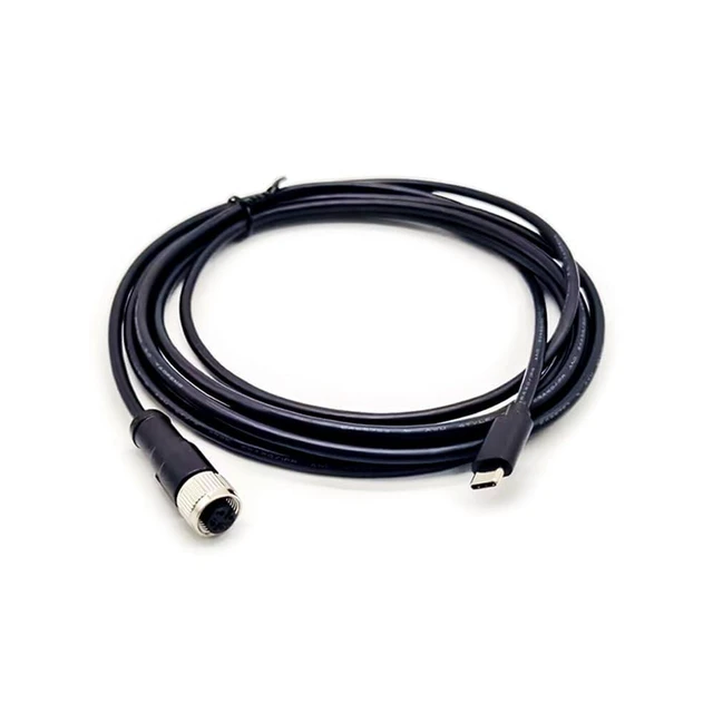 Alt view image 2 of 5 - Elecbee M12 to USB 2.0 Type C Cable, M12 4 Pin A Code Female to USB Male Assembly AWG26 Adaptor 9.8ft Overmolded Solder Double Ended Cable