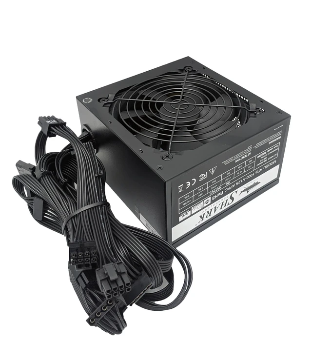 Alt view image 2 of 5 - SHARK TECHNOLOGY 1000W Black ATX12V EPS12 Silent 120mm Fan Gaming PC 2X PCI-E Power Supply ATX PSU