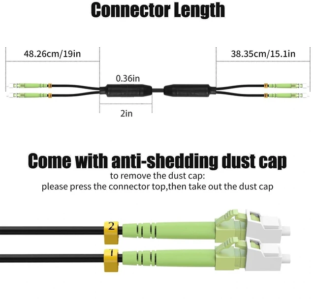 Alt view image 3 of 5 - FibergagaOutdoor LC to LC OM5 Fiber Patch Cable Multimode TPU, 15M(50ft)