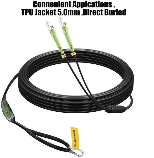Alt view image 5 of 5 - FibergagaOutdoor LC to LC OM5 Fiber Patch Cable Multimode TPU, 15M(50ft)