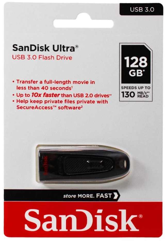 Alt view image 2 of 4 - Sandisk Ultra USB Flash Drive, 128 GB, Black (SDCZ48-128G-A46)